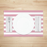 Aperturee - Cute Pink White Stripes Dining Set Of 4 Placemats